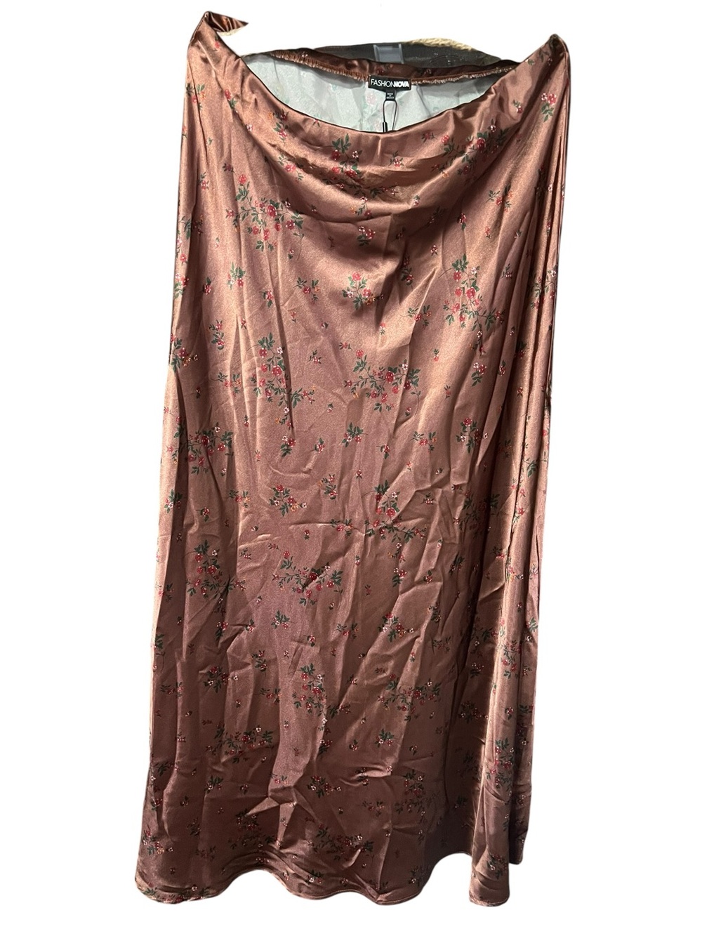 Cottage Core Event Girls Night Out Copper Floral Maxi Skirt Red Floral Sz 2X